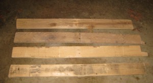 eight 18″ thin pallet boards (for bottom shelf)